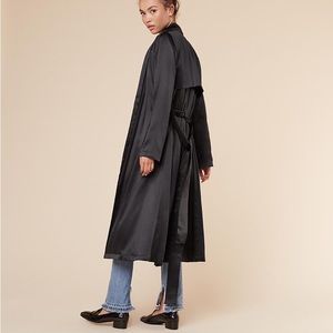 Reformation Francoise Black Silk Coat